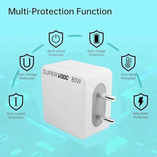 Image of 80W Charger Original 80W Ultra Fast Charger with USB to C Dash SUPERVOOC Cable for Oneplus 12 /12r /11 /11R /10 /10R /9 /9R /Nord 4 / Ce4 / Ce3 / Ce4 Lite 5G and Other Devices