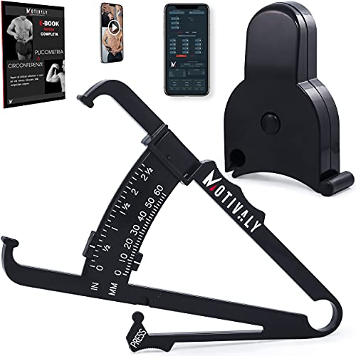 Set Plicometria - Plicometro E Metro Misuratore Circonferenze Corporee + [Calcolatore Pro, Ebook, Video Gratis] Adipometro Con Blocco Misurazioni E Na