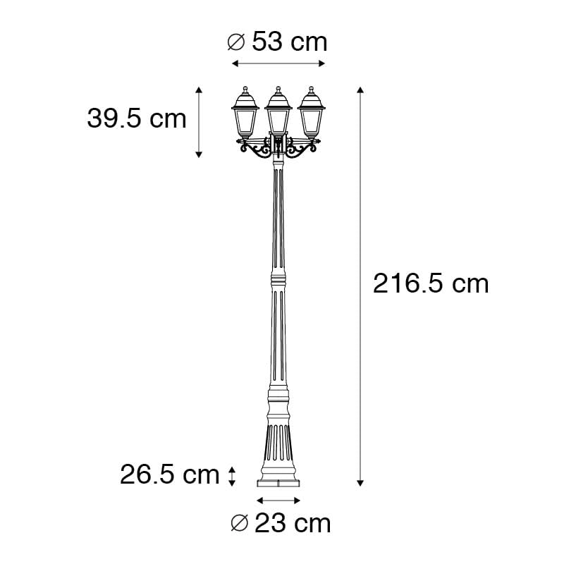 Farol clásico negro de 3 luces New Haven para iluminar y decorar tu jardín exterior 4