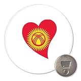 Huuraa Magnet Kirgisistan Flagge Herz 59mm Kühlschrankmagnet r& Flaschenöffner Geschenkidee
