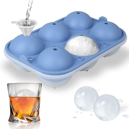 Ice Ball Maker, TINANA Reusable 2.5 Inch Ice Cube Trays, Easy Release Silicone Round Ice Sphere Tray with Lids & Funnel for Whiskey, Cocktails & Bourbon - Thumbnail 5