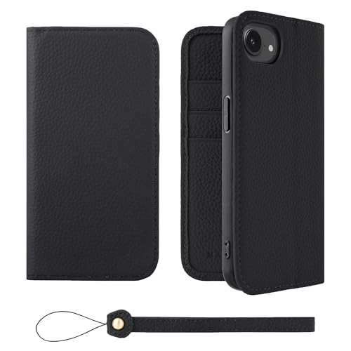 HANATORA for iPhone 17e 16e �P�[�X �蒠�^ �{�v �X�}�z�P�[�X �X�}�z �X�^���h �X�g���b�v �t�� �V�������N�J�[�t���U�[ �x���g�Ȃ� �}�O�l�b�g�Ȃ� �u���b�N H0XA-16e-Black �M�t�g �a���� ���� �j�� �ޏ� ��