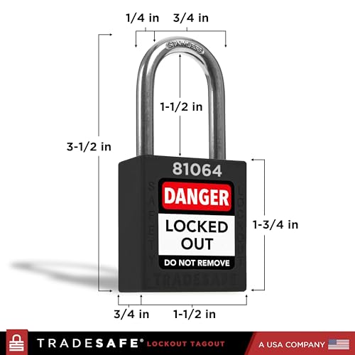 TRADESAFE Lockout Tagout Locks Set - 10 Black Lockout Locks Keyed Different, 2 Keys Per Loto Lock, OSHA Compliant Lock Out Tag Out Padlocks, Safety Padlocks for Electrical Lockout Tag Out Kits