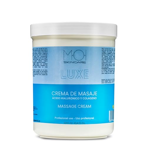 Crema de Masaje Corporal con Ácido Hialurónico y Colágeno – Uso Profesional, Especial para Masajes – 1000 ml | MOI Skincare