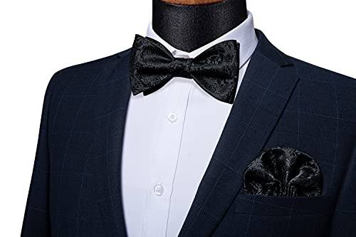 Image of DiBanGu Mens Silk Self Bow Tie Set 4PCS for Tuxedo Wedding