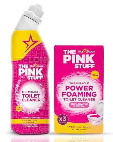 Pink Stuff Toilet Gel and Miracle Foaming Toilet Cleaner Twin Pack Deep Cleaning Formula Removes Limescale Stains and Odours for a Fresh Hygienic Bathroom Finish