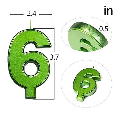 Derventa Birthday Candles Big Numbers Green 3.7 Inch Party Cake Topper 1 Piece (Number 4 Green) #TOP1