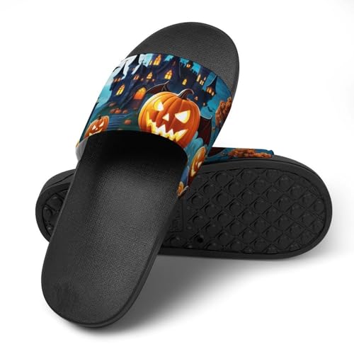 Halloween Pumpkin Funny House Sandals Non Slip Shower Slippers Quick Drying Bathroom Shoes for Women Men4