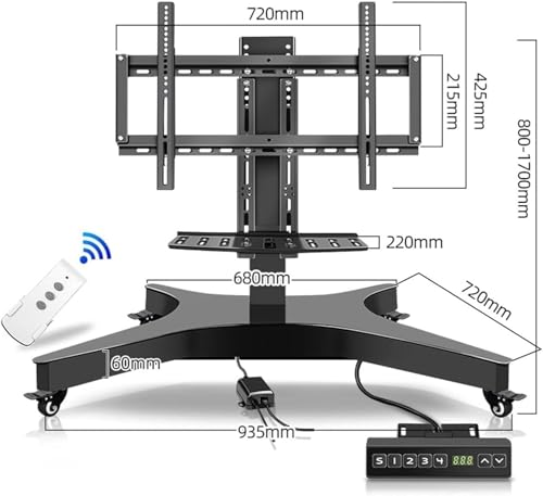 Soporte móvil motorizado para TV 32-75 pulg, ajustable en altura miniatura 2