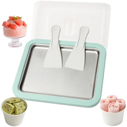 Rolled Ice Cream Maker Kit, At Home Ice Cream Roller Maker Machine with Instant Freeze Tray with Lid & 2 Spatulas, roll ice cream maker for Family Activities, Frozen Yogurt Machine (Mint Green) - Image 2
