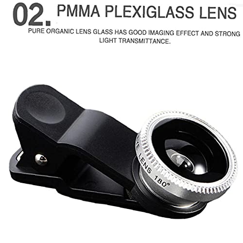 Telefon Fisheye-Objektiv 3in1, Handy-Kamera-Objektiv-Kit Weitwinkelobjektiv Makro-Objektiv Fischaugenlinse (Silber… – Bild 6
