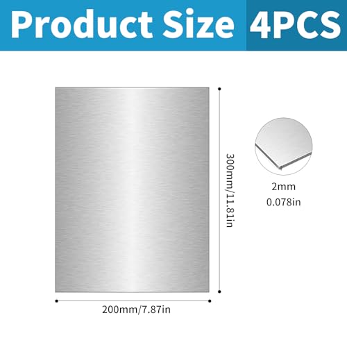 eupdd Aluminium Platte: 4 Stück 300x200x2mm Alublech 2mm mit Schutzfolie für Modellbau DIY Handwerk Industrie