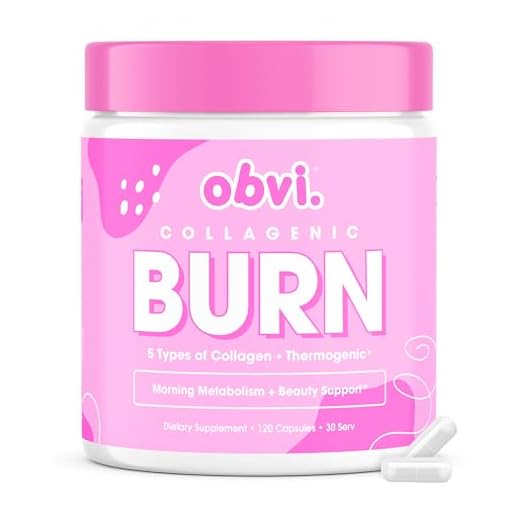 Obvi Collagen Burn, Collagenic Fat Burner, Thermogenic Fat Burner for Weight Loss, Weight Management, Boost Energy and Focus, Youthful Skin and Hair (30 Servings,120 Capsules)