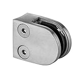 Glasklemme halbrund Cosch Edelstahl Glashalter Glasklemmhalter 50 x 40 mm halbrund - Modell 20 (gerader Rohranschluss Glasstärke 8,00 mm)