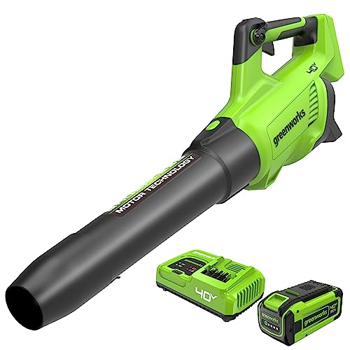 Image of Greenworks 40V (160 MPH / 700 CFM) Cordless Brushless Axial Leaf Blower, 8.0Ah Battery and Charger Included
