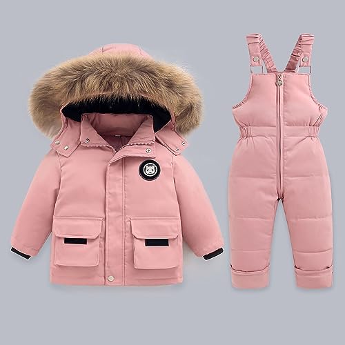 Toddler Boys Snowsuit Girls Snow Pant And Jacket Bib Winter Kids Clothes Coat Waterproof Outdoor Snowboarding Outfit (Red, 2-3 Years)2