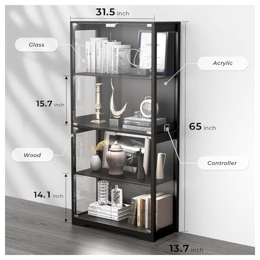 BROTTAR 4-Tier Glass Display Cabinet