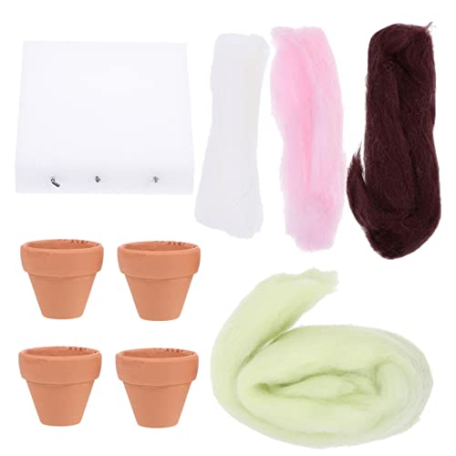 NOLITOY 1 Juego Conjunto De Plantas En Macetas De Lana Sentida Aguja Y Suministros De Fieltro Artesanía Sintió Adulto Principiante Decoración Hecho a Mano Fieltro Bonsai Suministros