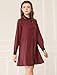 Allegra K Women's Casual Checks Grid Loose Babydoll Contrast Collar Shift Mini Dress Small Wine