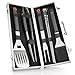 Grillkoffer Grillset für Männer - Grill Set mit Metallkoffer aus Edelstahl, Grillbesteck & Grill Zubehör, 3 in 1 Wender mit Flaschenöffner und Schneidekante