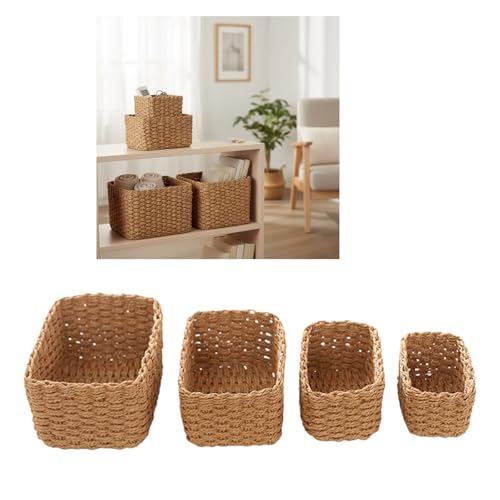 Cestas trenzadas de 4/5 unidades apilables hechas de materiales naturales 3