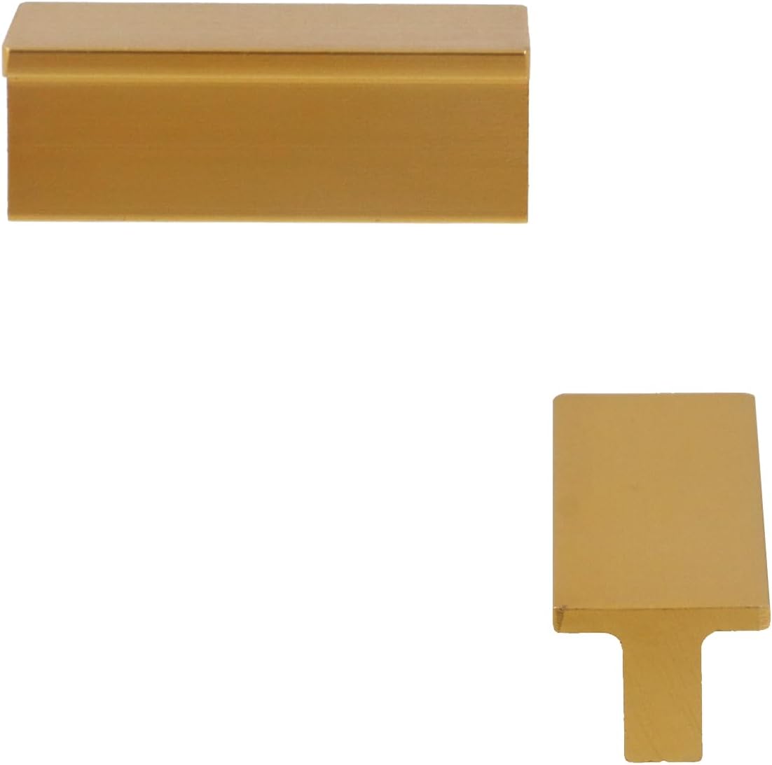 Wealrit 10 Pack Drawer Pulls 2 Inch Length T Shaped Cabinet Pulls Knobs for Dresser Drawer Rectangle Furniture Cabinet Handles 1.26" Hole Center(Champagne Gold)