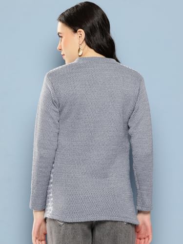 Image of Aarika Womens Winter Wear Green Colour Zig Zag Woolen Cardigan