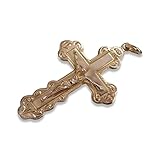 Für wen?: Unisex Italienisch gelb Russisch Sowjet Rose 14k 585 Gold Orthodoxes Kreuz oc013 - Metal 14 Karat Roségold, Größe L
