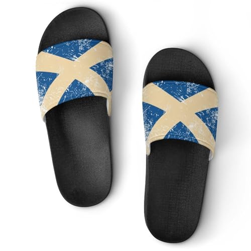 Scotland Vintage Flag House Slippers for Women Men Lightweight Open-toe Slide Shoes for Bathroom Swimming Beach