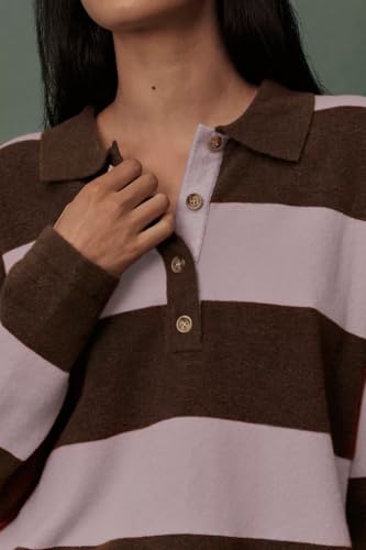 Omoone Cute Striped Polo Sweater Women Fall Lapel V Neck Colorblock Knit Tops Winter Long Sleeve Pullover Jumper3