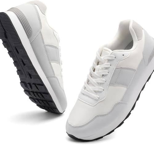 YMXSUPPER Casual Walking Shoes Men Jogging Sports Shoe Running Tennis Classic Fashion Sneakers for Mens (White Grey, Adult, Men, 10, Numeric, US Footwear Size System, Medium)