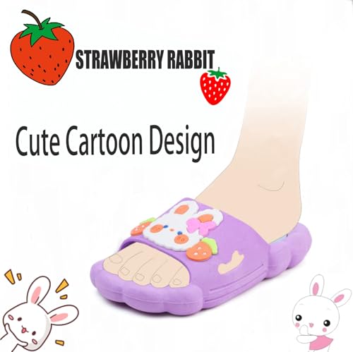 Bunny Kids slides, Girls Slides Non-slip Summer Beach Pool Shoes Toddler Cartoon Slide Sandals Indoor& Outdoor Garden Slippers Shower Shoes4