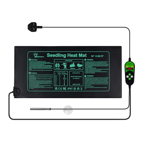 Hyindoor Seedling Heat Mat for Plants with Thermostat 10"*20.8"Germination Heating Propagator Warming Mat for Indoor Gardening Greenhouse