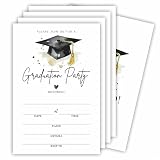 Ketsord 20 Graduation Party Invitation Cards With Envelopes - Watercolor Grad Cap - Double Sided Fill In Style Graduation Invites, Party Favor & Supplies - A03