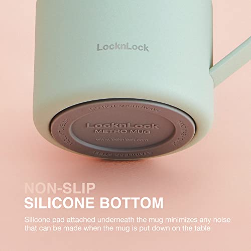 Locknlock Stainless Steel Double Wall Insulated With Handle, Lid, 16 Oz, Mint Metro Mug #TOP2