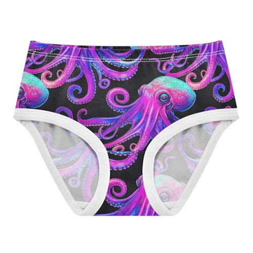 Aesthetic Toddler Girls Underwear 2t Cotton Panties Little Girl Vibrant Purple Octopus Animal Briefs Kids Undies