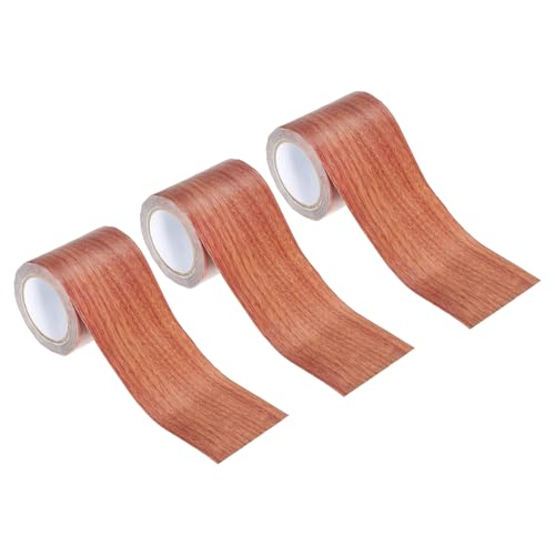 Image of PATIKIL Wood Grain Repair Tape 2.2 inch X15', 3 Pack Self Adhesive Realistic Textured Repair Tape Patch for Floor Door Table Cabinets Desk, Red Oak