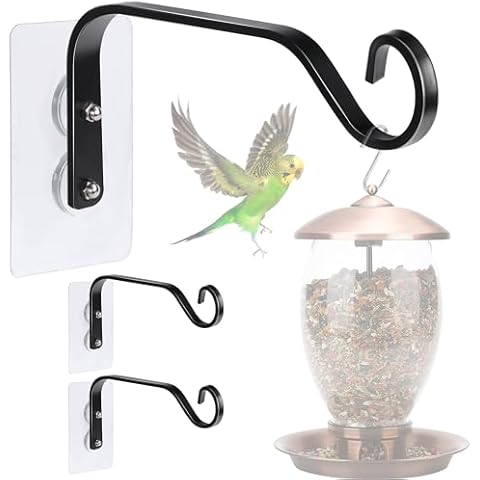 DECOHS 3 Pcs Window Bird Feeder Hanger Hook- Strong Load-Bearing Hanging Bird Feeder Hooks- Window Mounted Bird Feeder Bracket for Bird Feeders, Wind Chimes & Plants (Bird Feeder Not Included) Cover