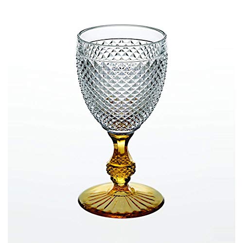 Vista Alegre Bicos Bicolor All Purpose Goblet with Amber Stem.,