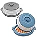 Yiomxhi 2 Pezzi Coperchio per Microonde Pieghevole con Vassoio, 2 in 1 Copertura Piatto Microonde Antischizzi, Campana Microonde Scolapasta Cucina per Verdure Frutta, Grigio & Blu immagine