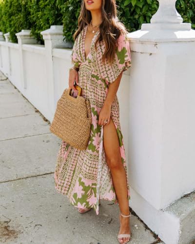 Image of Sister Amy Women's Boho Floral Print Square Neck Beach Party Flowy Ruffle Midi Dress