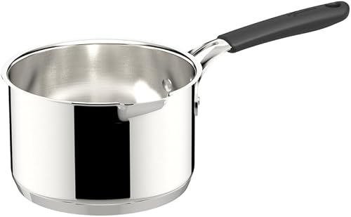 Lagostina Tempra Stainless Steel Milk Boiler, 16 cm Diameter in 18/10 Stainless Steel, Lagotherm Bottom and Silicone Handle, Saucepan Suitable for Induction, Gas and Oven
