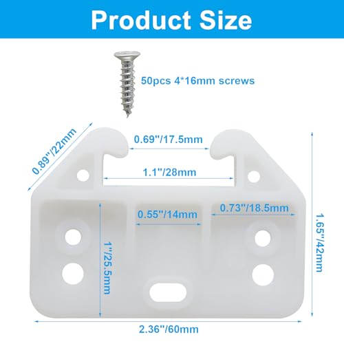 suiwotin 10pcs White Plastic Drawer Slides - Drawer Track Guides with Screws for Dresser, Wardrobe, Cabinet & Furniture Replacement, 7 Holes - Thumbnail 2