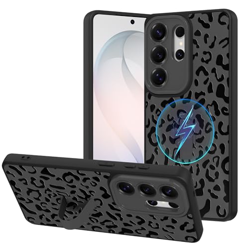Coque Samsung S26 Ultra magnétique fine antichoc noir avec motif léopard