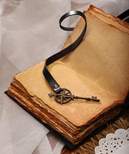 Black Vintage Leather Journal - Small Antique Handmade Leather Bound Journal With Old Fashioned Deckle Edge Paper - Perfect For Writing, Diary Of Shadows Journal, Personal Organizer - Only 4"X6" #TOP5