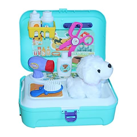 Kaptin Pet Care Role Play Set 16PCS, Grooming Feeding Puppy Dog Backpack Pretend Play Kit, Educational Toy with Storage Case for Kids Children Cover