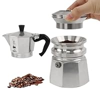 ZUWIT Pressino per moka, in acciaio inossidabile 304, per caff&egrave; espresso, imbuto dosatore compatibile con caffettiera in alluminio per espresso (argento)