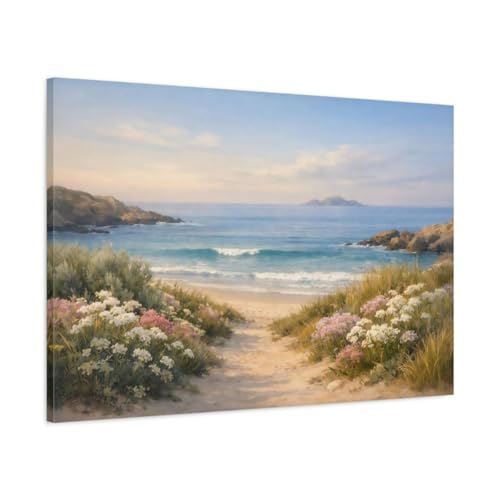 Toile nature et plage de qualité galerie avec châssis en bois épais de 3 cm pour salon moderne