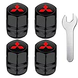 Munyday Car Tire Valve Stem Caps for Mitsubishi, 4pcs Air Caps Cover, Dust Proof, with O Rubber Seal, Hexagon Design, Universal for Cars, SUVs, Bike, Trucks and Motorcycles(Black) (DAUS34)