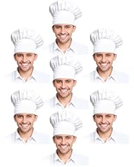 7 Pack White Chef Hats for Women